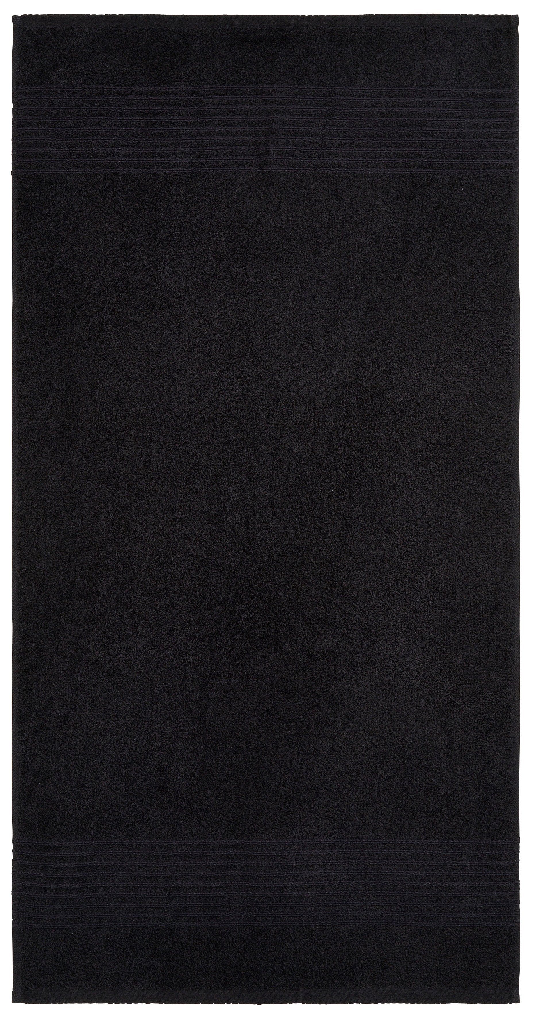 Bruno Banani Handtuch Set Baumwolle (Set, Handtücher Set schwarz/anthrazit Walkfrottee, Jassen, aus teiliges 6 6-tlg), 100% Bordüre, gestreifter mit