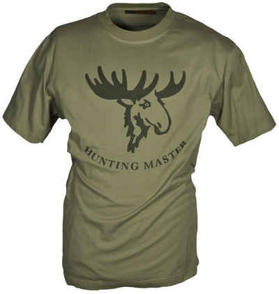 Hubertus® Hunting T-Shirt Jagd-T-Shirt Herren mit Motiv "Hunting Master" oliv Hirsch Geweih NEU