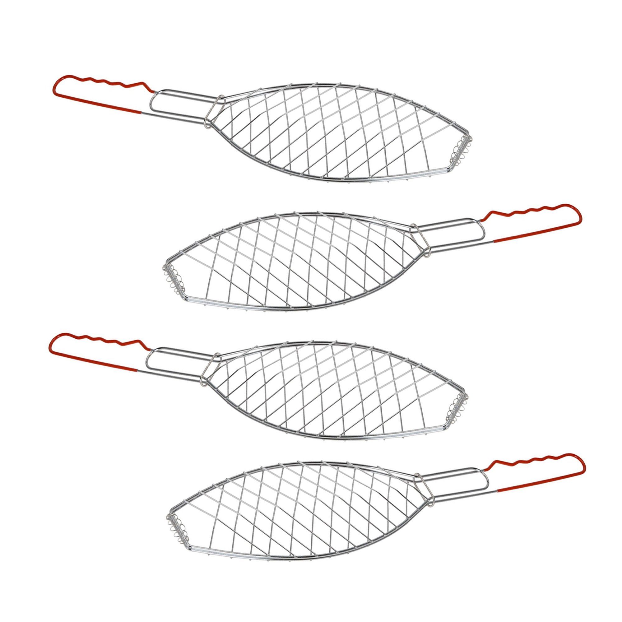 ToCi Grillwender 4 Stk. Fisch-Griller Fischbräter Fisch-Grillzange Fischzange Grillkorb