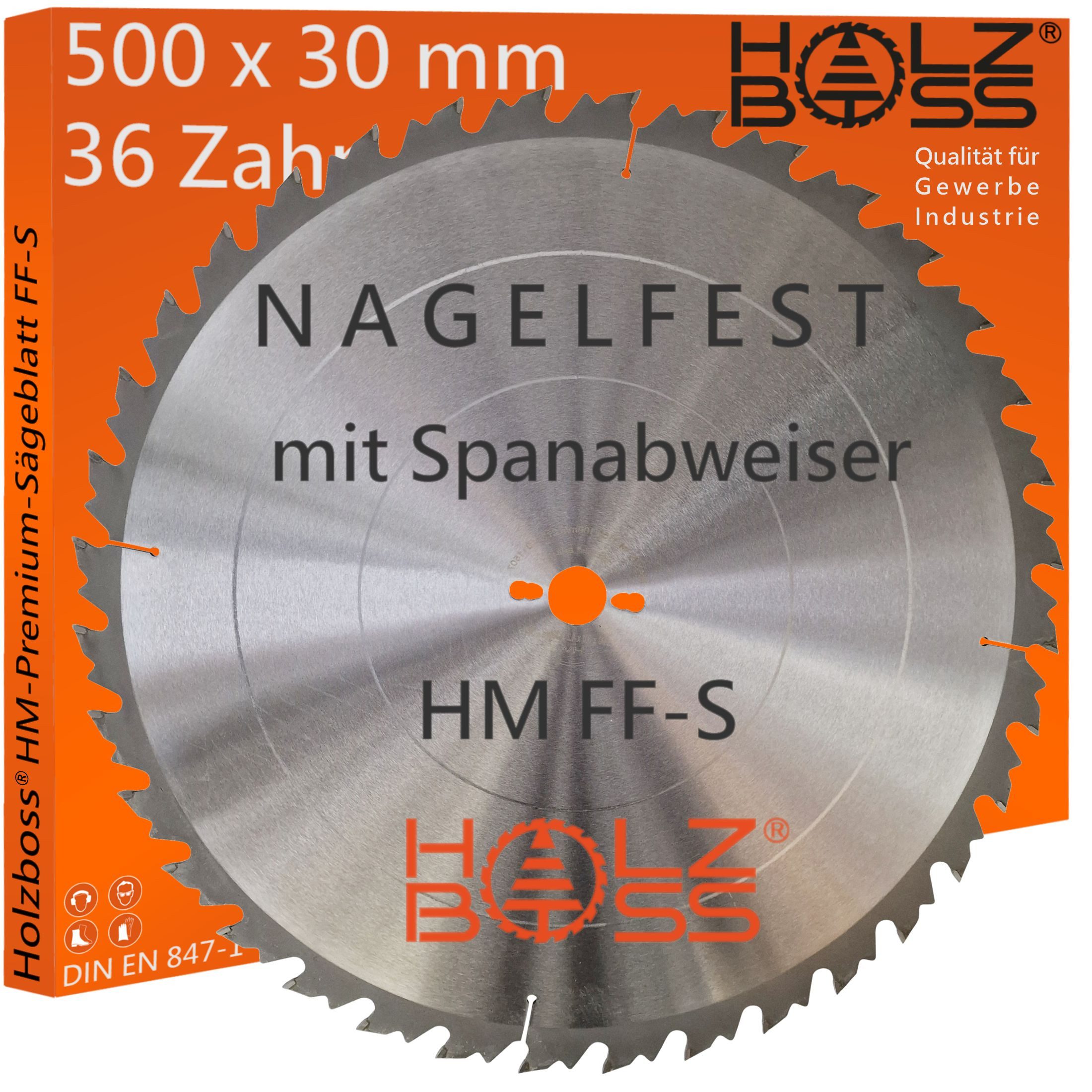 Holzboss® Sägeblatt NEUHEIT " Nagelfest mit Spanabweiser " HM-Sägeblatt FF-S 500x30mmØ