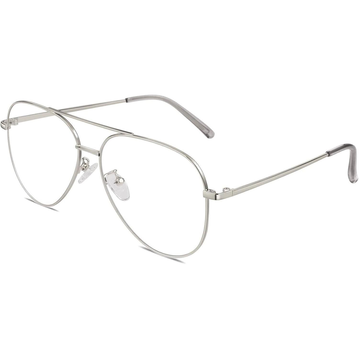 LuxusKollektion Pilotenbrille Brille Pilot Retro Metallrahmen Damen Herren UV400 Fake 1 Silber (1-St)