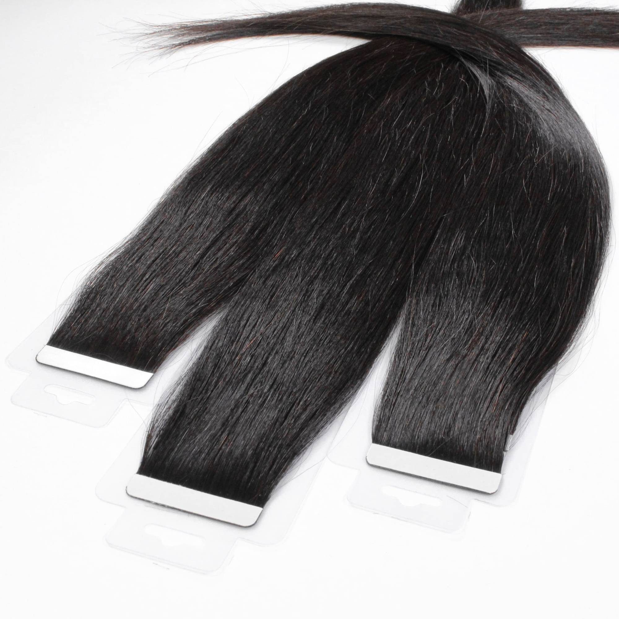 hair2heart Echthaar-Extension Tape Extensions glatt #4/0 Dunkelbraun 40cm