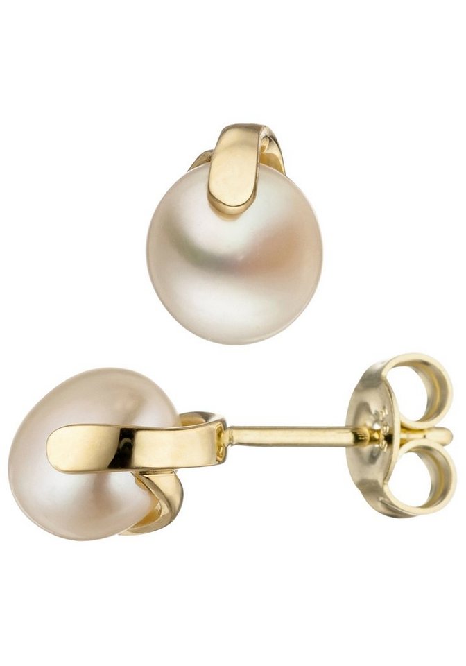 JOBO Perlenohrringe, 585 Gold mit Süßw... JOBO Perlenohrringe, 585 Gold mit Süßw...