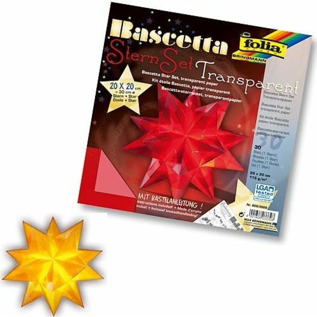 Stumpenkerze Bastelset Bascetta Stern 15x15cm gelb Transparent papier 32Blatt