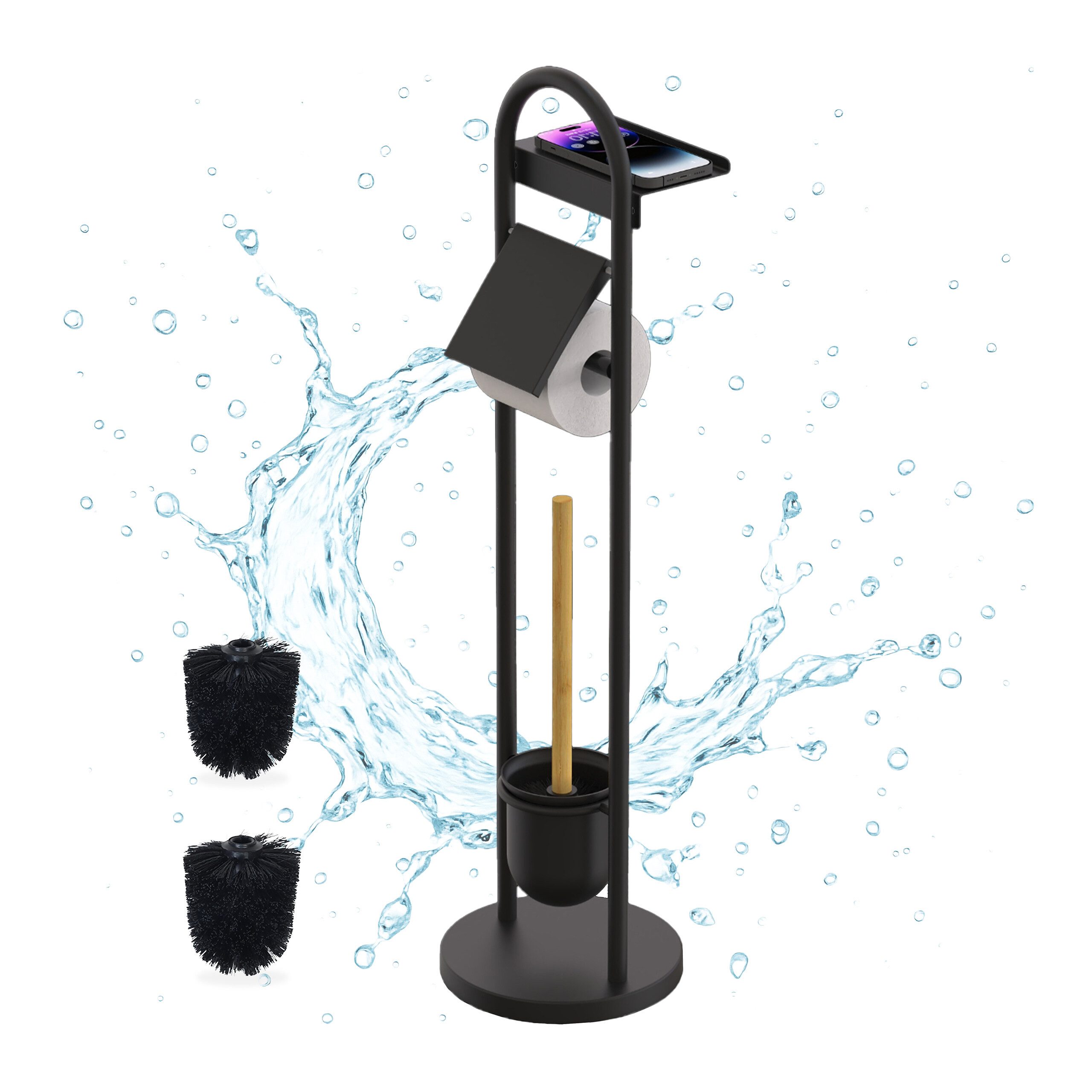 relaxdays WC-Garnitur mit Ablage, schwarz günstig online kaufen