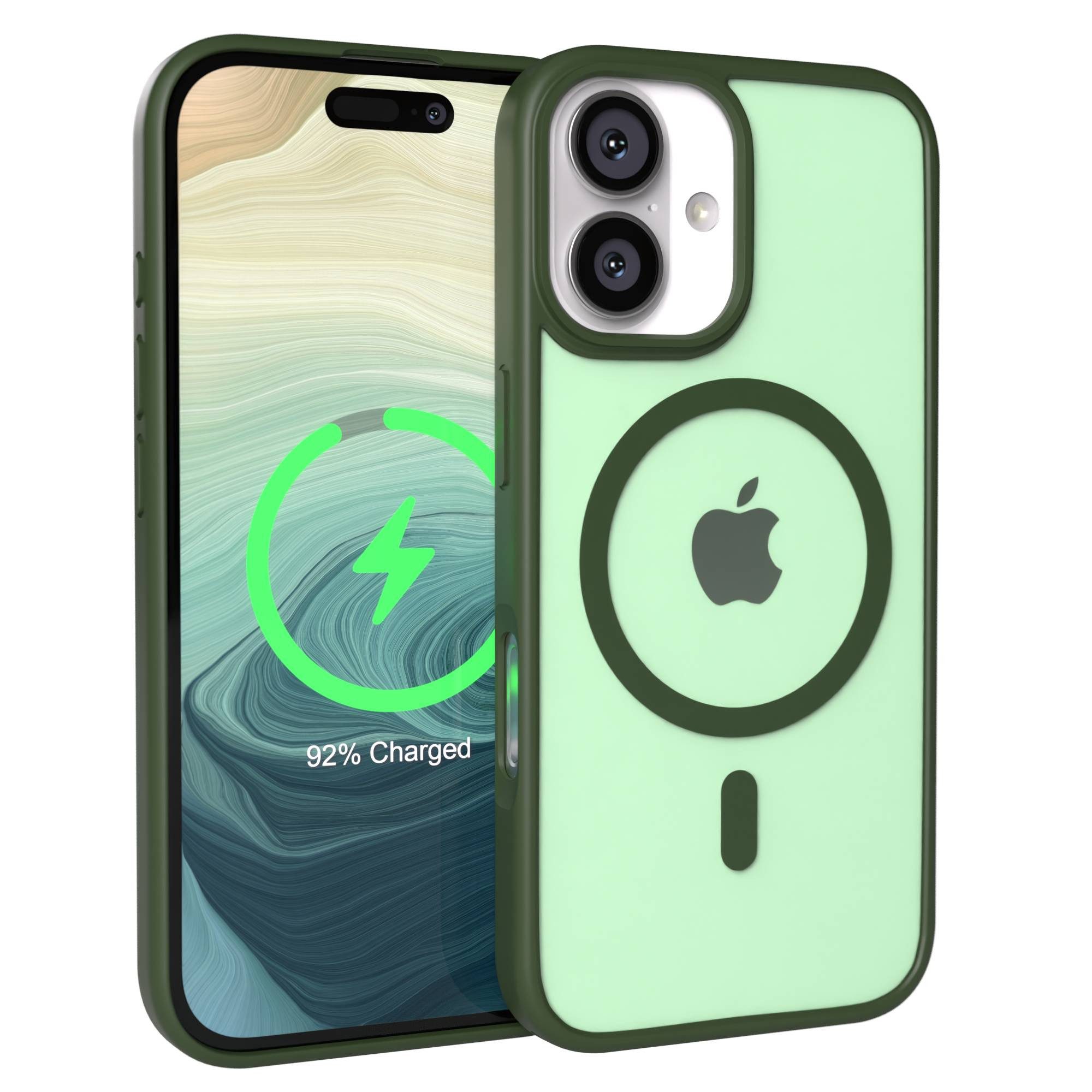 EAZY CASE Handyhülle Outdoor Case MagSafe für Apple iPhone 16 6,1 Zoll, Outdoor Handy Hülle Slim Cover MagSafe Etui Outdoorcase Dunkelgrün