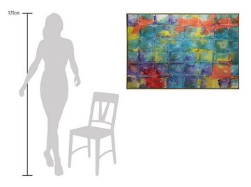 KUNSTLOFT Gemälde Rainbow Glimmer 122.5x82.5 cm, Leinwandbild 100% HANDGEMALT Wandbild Wohnzimmer
