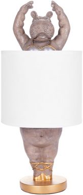 BRUBAKER Nachttischlampe Tischleuchte Nilpferd Ballerina, ohne Leuchtmittel, Motiv Lampe mit Keramikfuß, Höhe 43 cm, lustige Tischlampe