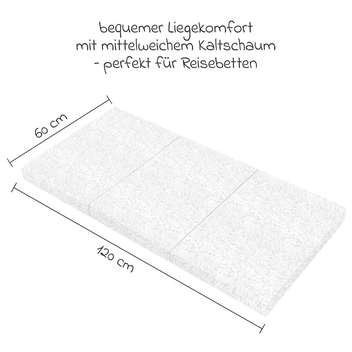 Reisebett-Matratzen Komfort - Grey Stripes, Alvi®, 6 cm hoch, Reisebettmatratze 60x120 cm Matratze für Baby Reisebett atmungsaktiv