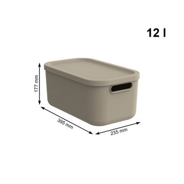 ROTHO Aufbewahrungsbox Albula Light Kiste 12l mit Deckel (Aufbewahrungsboxenset, 2er-Set)