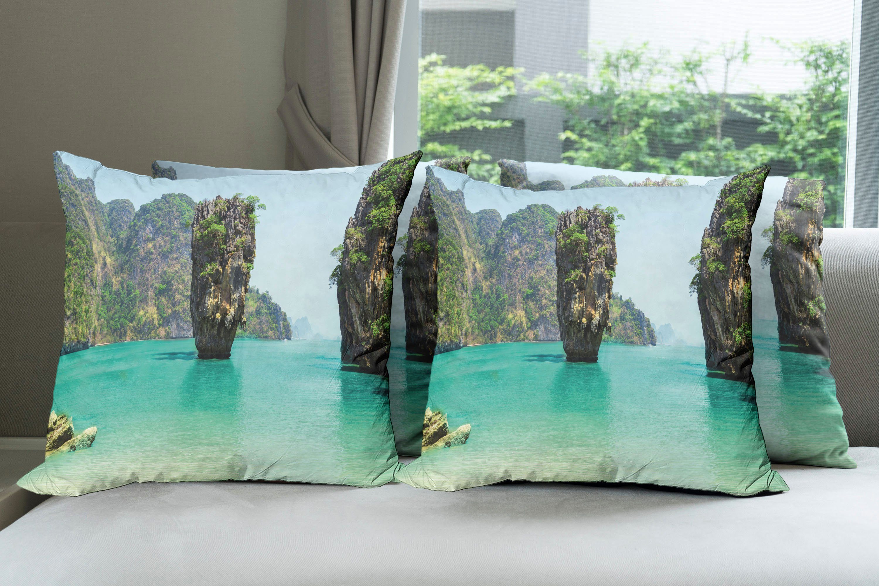 Tropisch Modern Kissenbezüge (4 Strand Digitaldruck, Cruising Accent Stück), Doppelseitiger Abakuhaus Reise