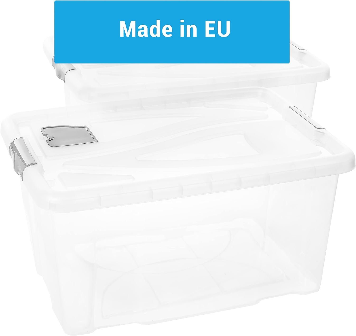 Centi Aufbewahrungsbox 2 Stk. Aufbewahrungsbox mit Deckel Groß (H 29 cm x B 62 cm x T 45 cm V = 60 L), Kisten Aufbewahrung mit Deckel, Griffen und Lüftungsklappe