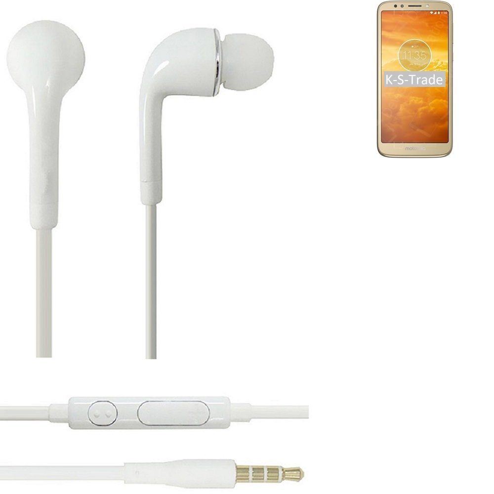 K-S-Trade für Motorola Moto E5 Play Android Oreo (Go Edition) In-Ear-Kopfhörer (Kopfhörer Headset mit Mikrofon u Lautstärkeregler weiß 3,5mm) | In-Ear-Kopfhörer