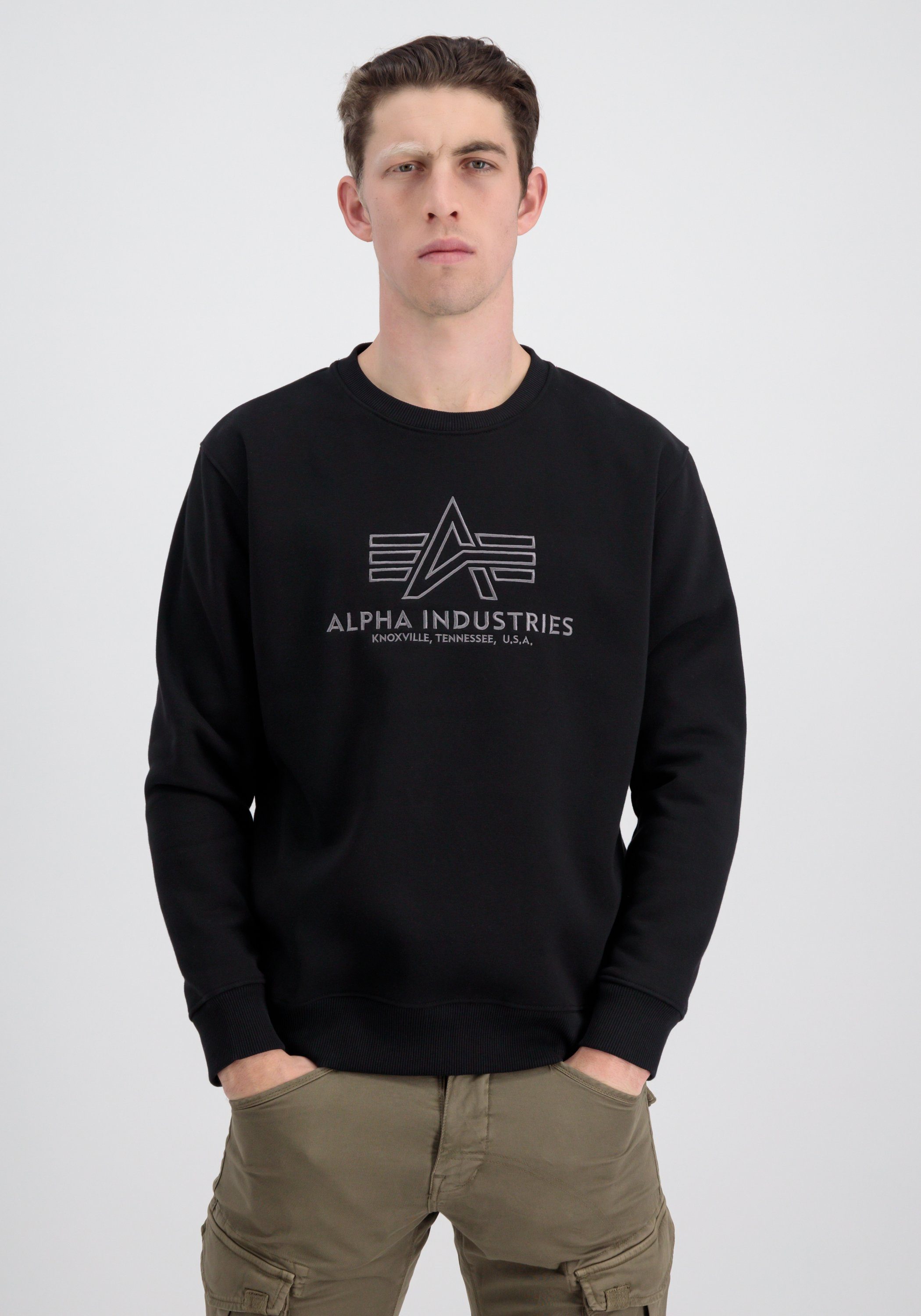 Alpha Industries Sweater gun Sweater metal / Sweatshirts Basic black - Industries Embroidery Men Alpha