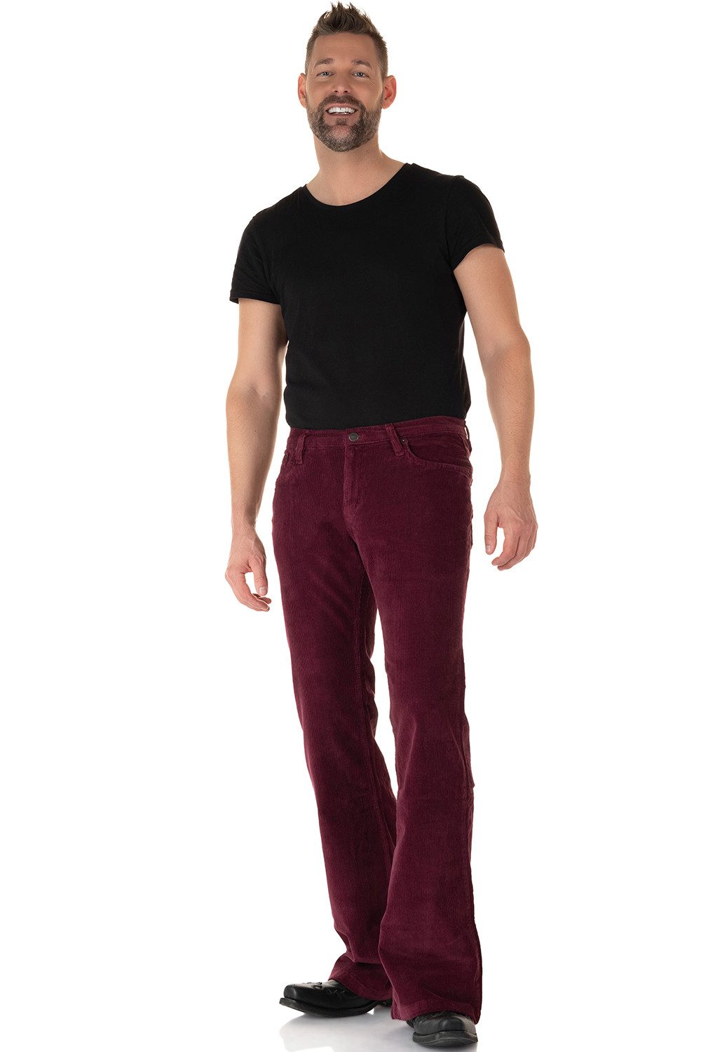 Cordhose Herren Bootcut bordeaux