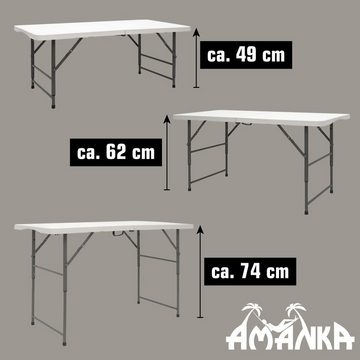 AMANKA Sitzgruppe Garten Sitzgruppe 120 cm Tisch mit 6 Stühlen Set, Klappbare Essgruppe Weiß