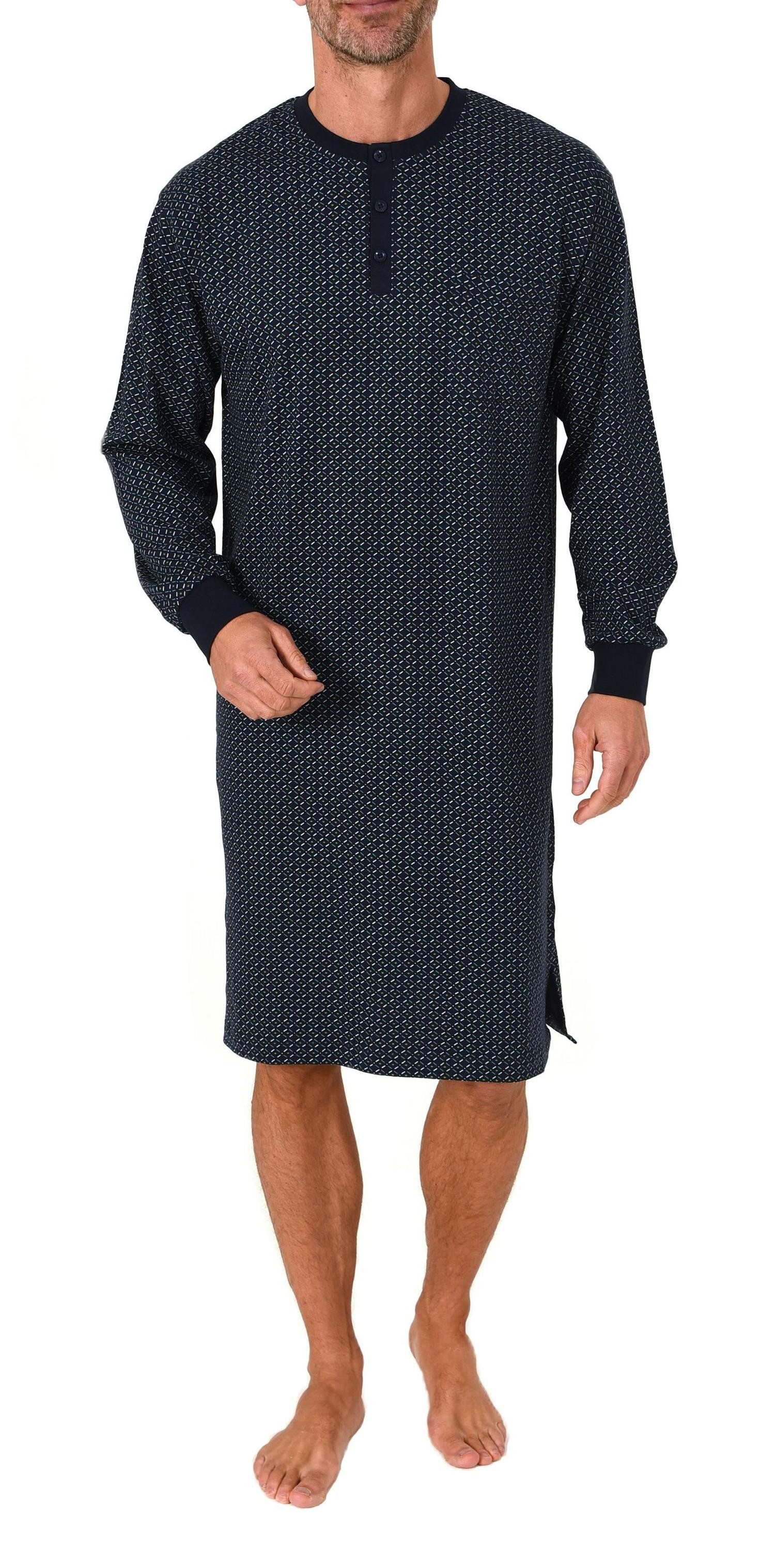 Normann Pyjama Normann Herren Langarm Nachthemd mit Bündchen und Knopfleist günstig online kaufen
