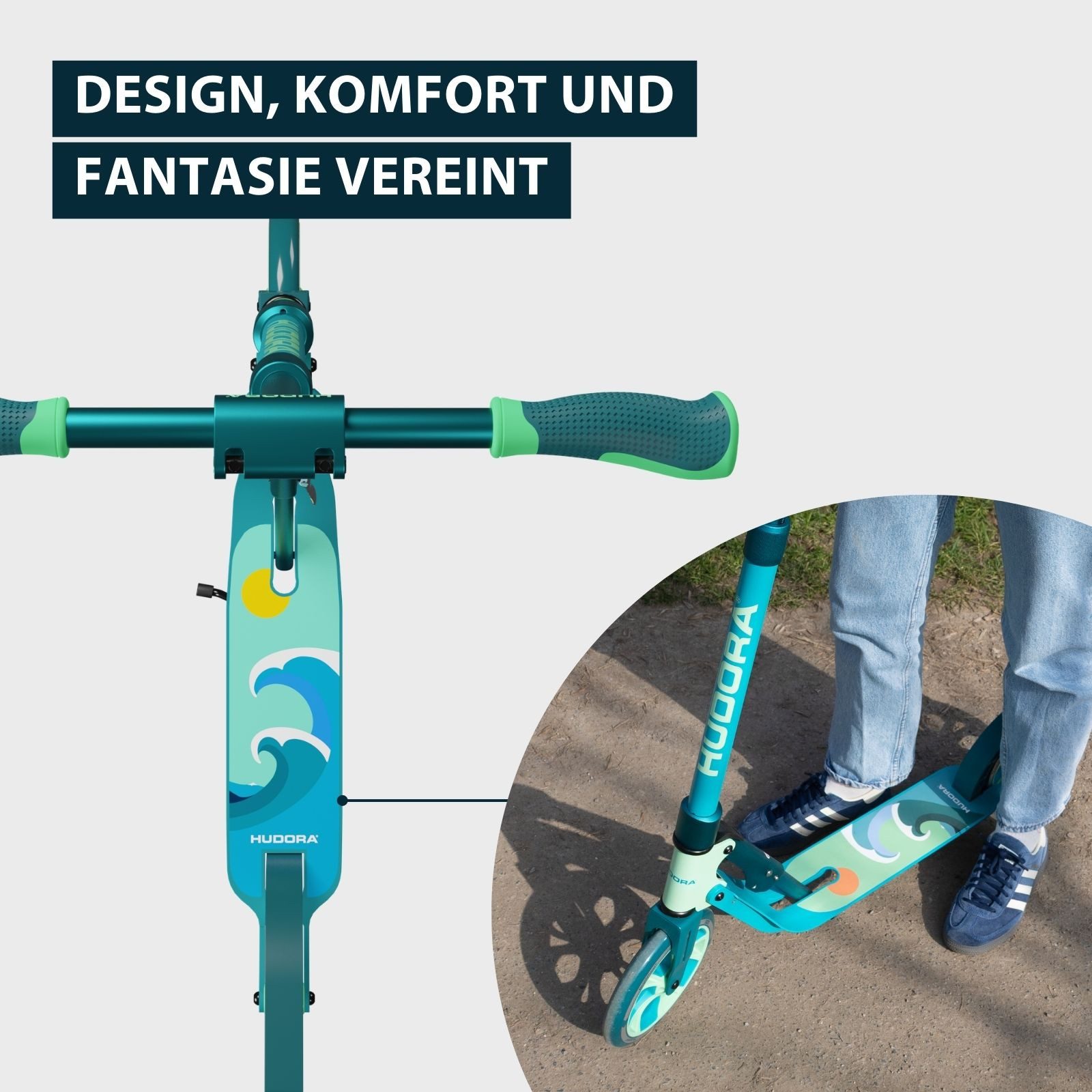 Hudora Scooter BigWheel® 205 Advanced Daydream Edition, einklappbarer, höhenverstellbarer Kick-Scooter – Bild 3 von 5