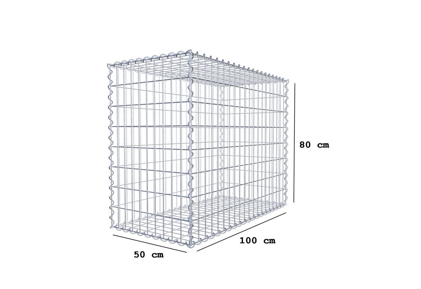 Thumbnail - Gabiona Gabionenzaun Gabione 100 cm x 80 cm x 50 cm (L x H x T), Maschenweite 5 cm x 10, (Gabione 100 cm x 80 cm x 50 cm...
