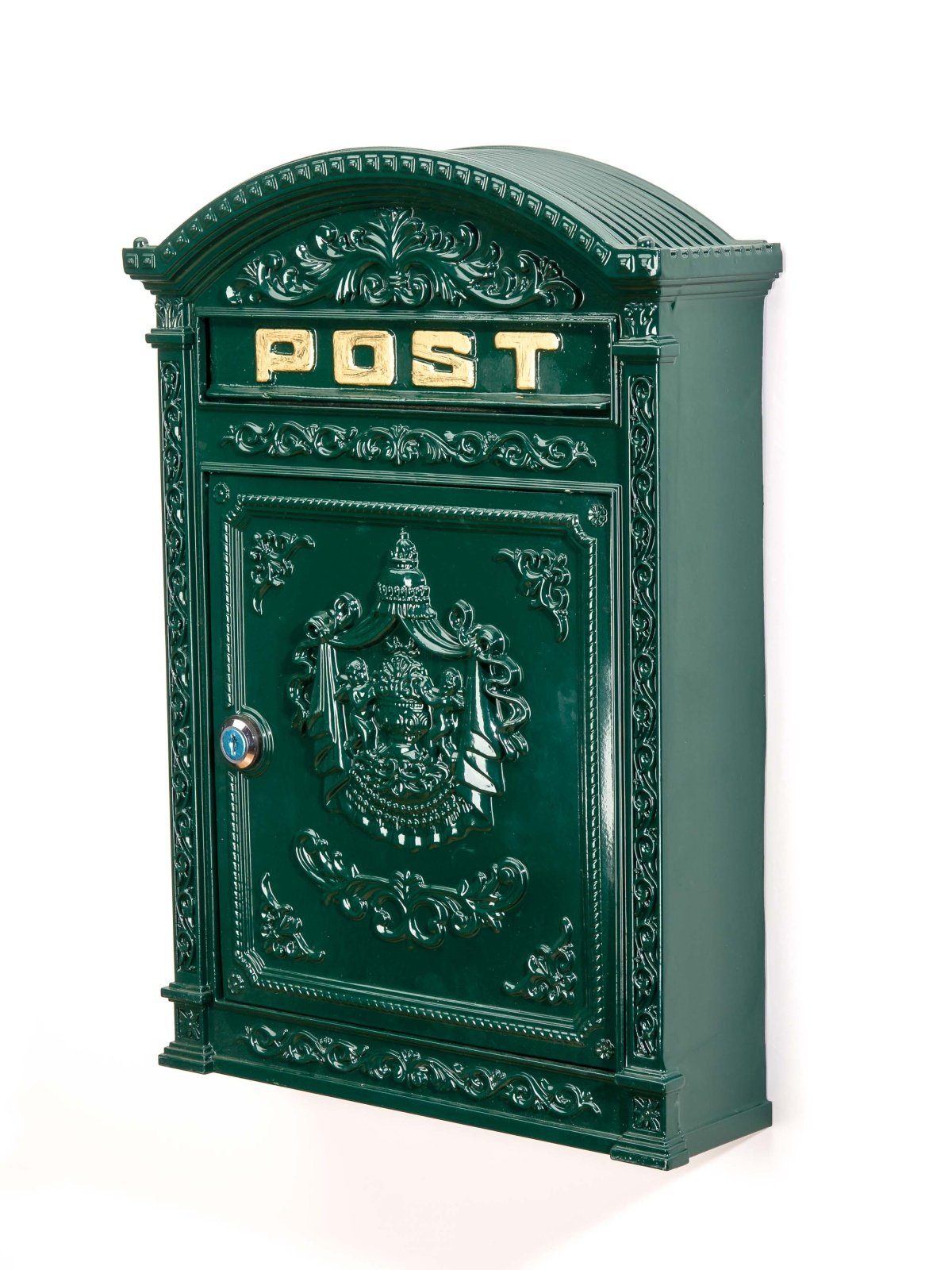 Aubaho Wandbriefkasten Briefkasten Wandbriefkasten Alu antik Stil Nostalgie l grün Postkasten