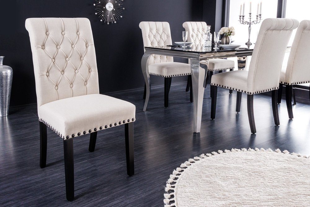 riess-ambiente Polsterstuhl CASTLE beige / schwarz günstig online kaufen