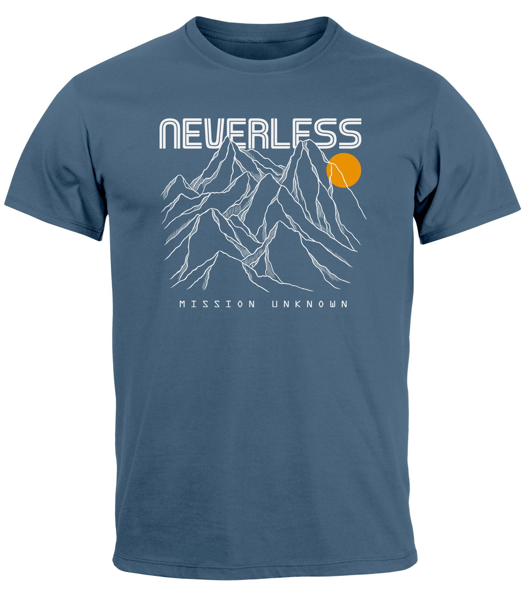 Neverless Print-Shirt Herren T-Shirt Frontprint Gebirge günstig online kaufen
