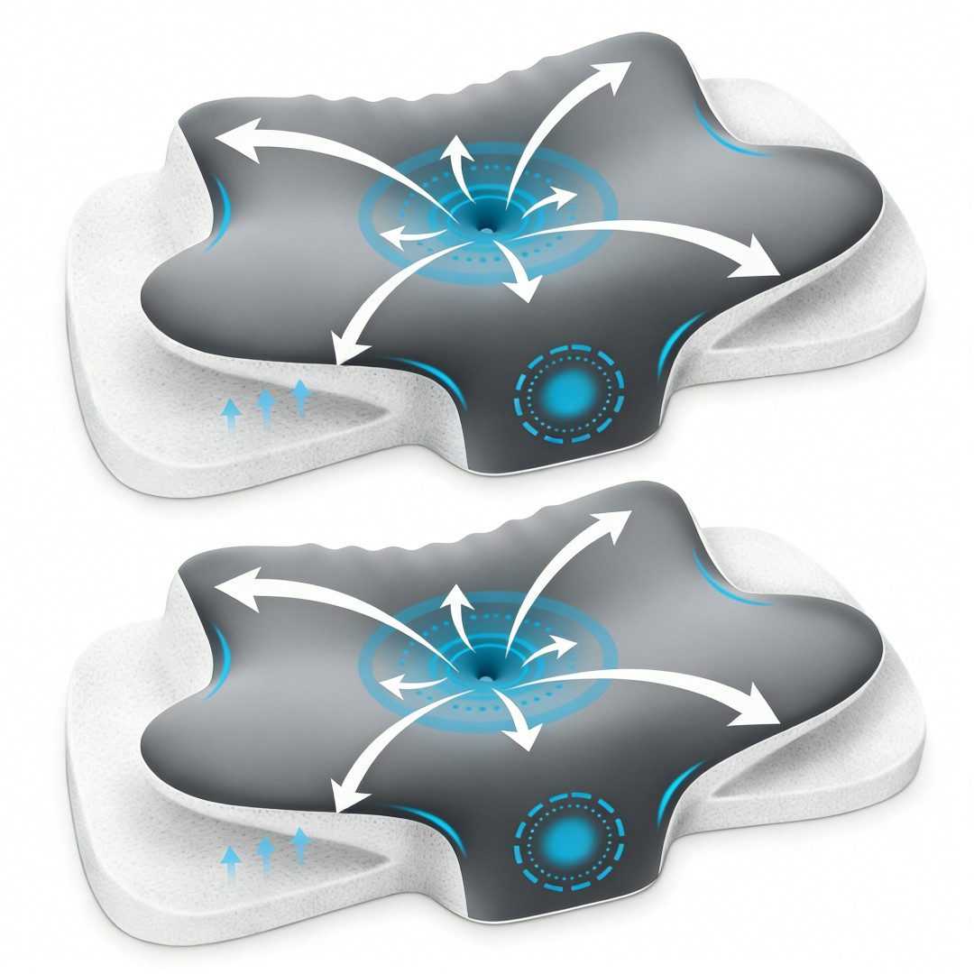 Kityhome Nackenstützkissen Nackenkissen mit Memory Foam-Ergonomisch für alle Schlafpositionen, Füllung: Premium Memory Foam, für Seitenschläfer, Rückenschläfer & Bauchschläfer, Einfache Reinigung, Universelle Eignung, Universelle Eignung für alle Schlafpositionen