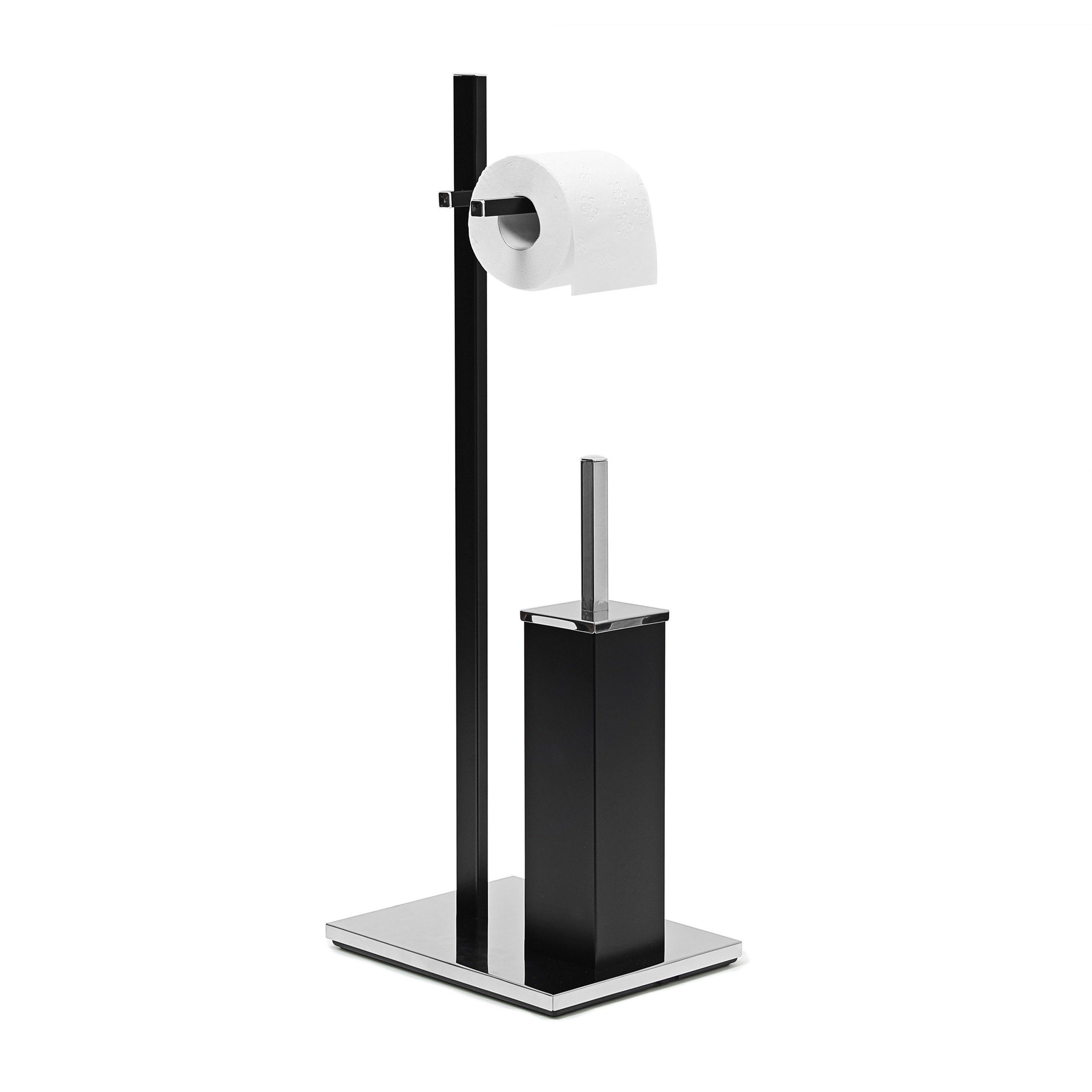 relaxdays Badezimmer-Set WC-Garnitur schwarz matt günstig online kaufen