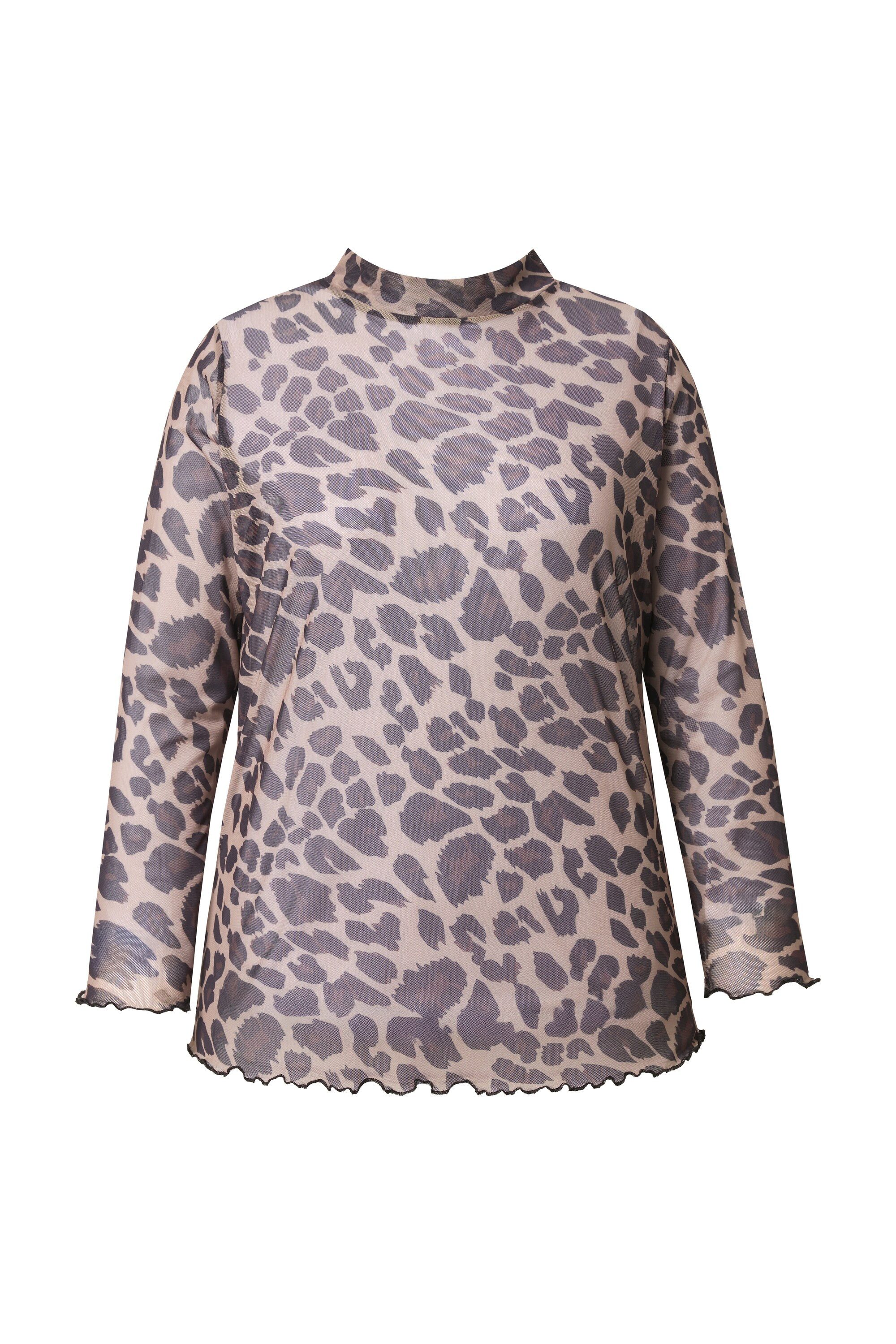 MIAMODA Longsleeve Meshshirt Slim Fit Leo Stehkragen Langarm günstig online kaufen