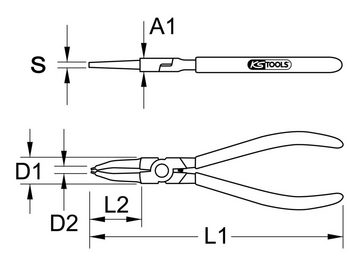 KS Tools Sicherungsringzange, Sicherungszange für Innensicherungsringe, 130 mm