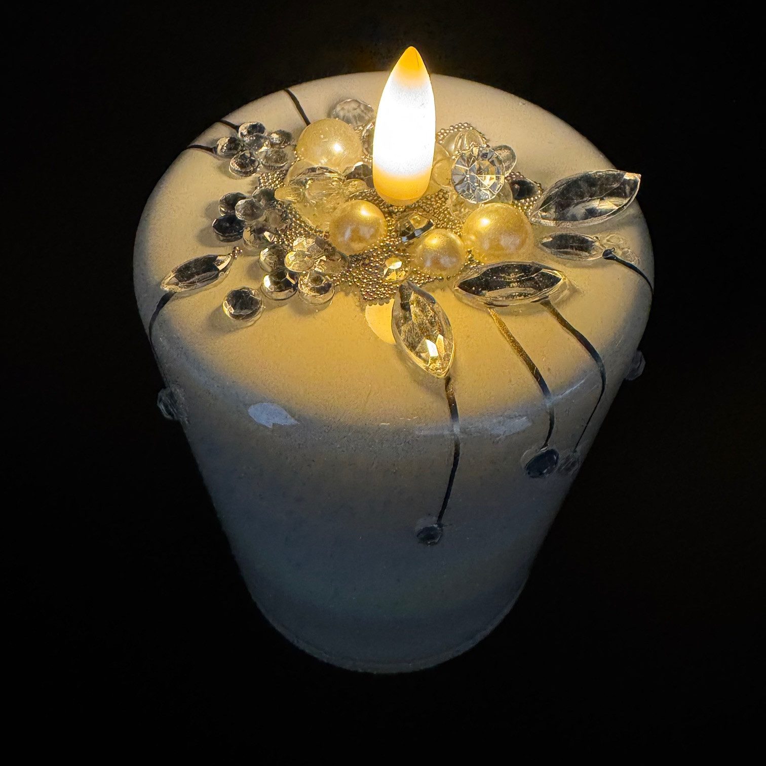 Online-Fuchs LED-Kerze 2er Set LED Kerzen aus Glas gefertigt mit 6-Stunden Timer (Weiß, Anthrazit oder Türkis, realistische Kerzenflamme), mit verschiedenen Per – Bild 5 von 5