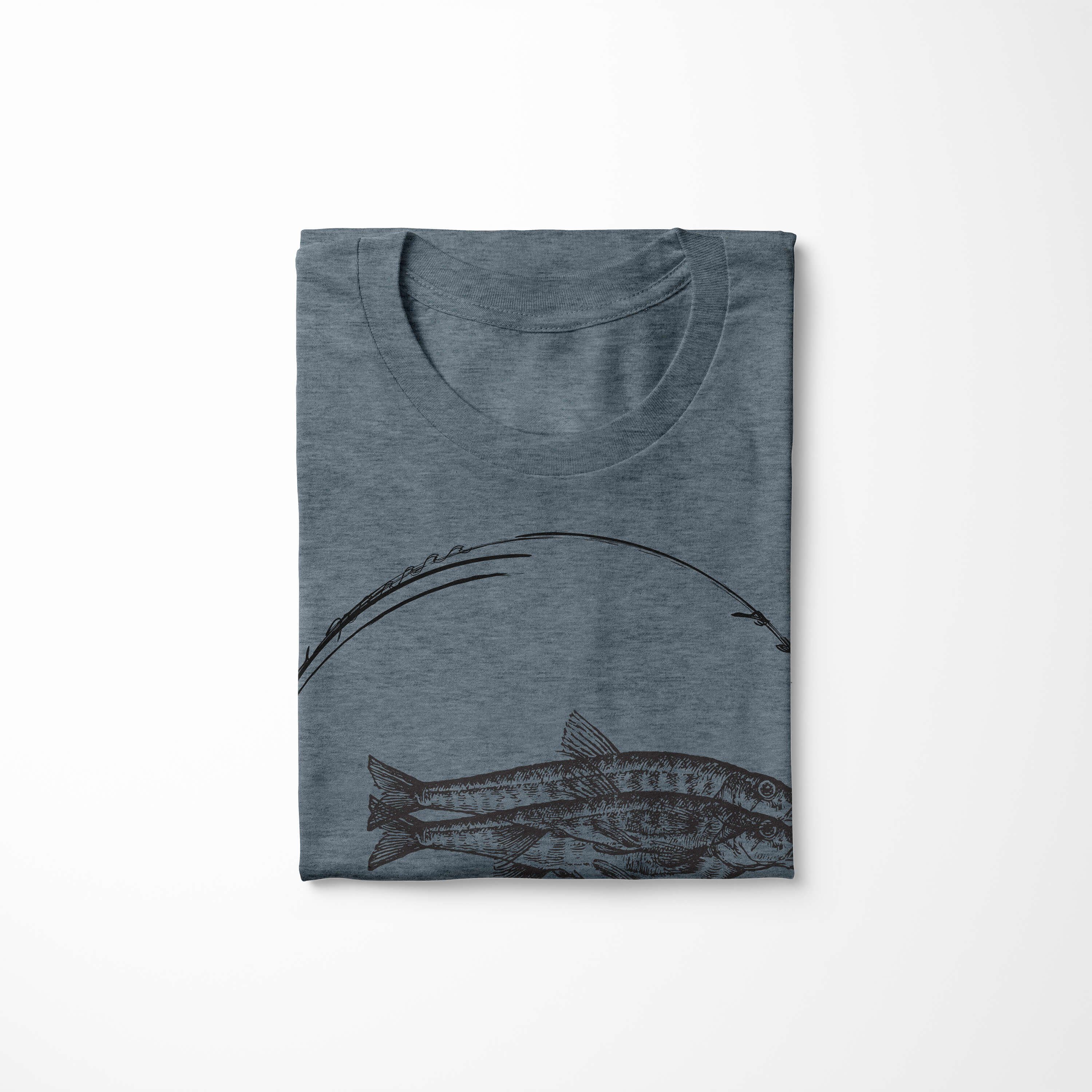 059 Art Sea und sportlicher feine Sinus T-Shirt Serie: Creatures, / Fische Tiefsee T-Shirt - Indigo Sea Struktur Schnitt