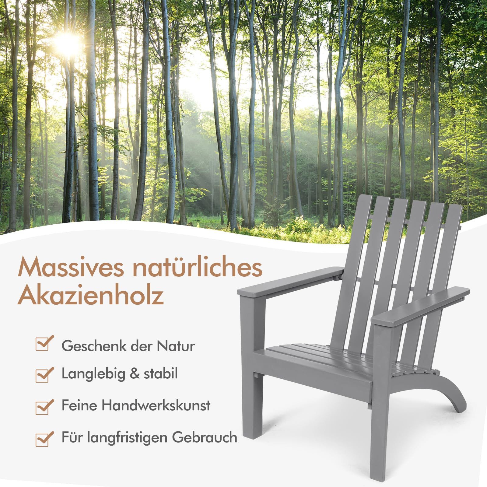 COSTWAY Gartenstuhl Adirondack Stuhl, 68x73x85cm, belastbar günstig online kaufen