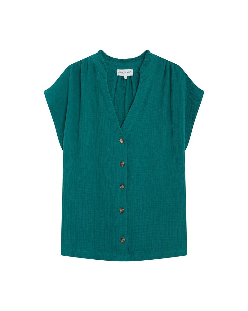 Grace & Mila Kurzarmbluse WESRA - Musselinbluse - Bluse Damen - kurzarmbluse