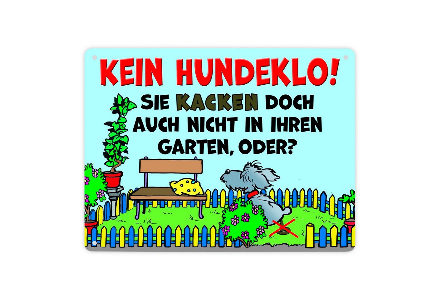 speecheese Metallschild Kein Hundeklo Metallschild XL in 21x28 cm als Hinweis für den Garten