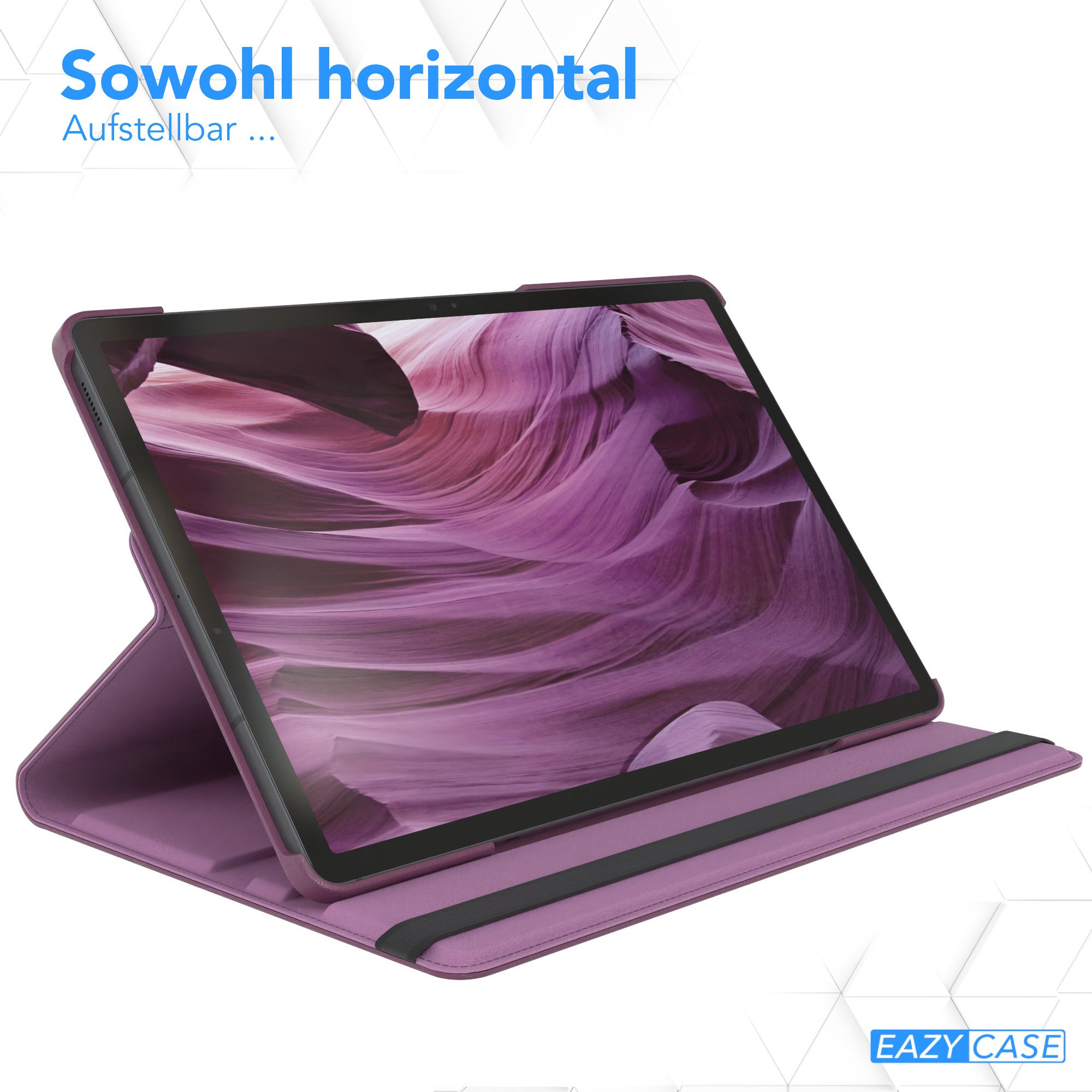 EAZY CASE Tablet-Hülle Rotation Case für Galaxy Tab S9 FE+ Rotationcase 12,4 Zoll, Tablet-Hülle Bookstyle Case Fullcover Schutz Tasche Stehfunktion Lila – Bild 4 von 5