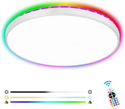 Diyarts LED Deckenleuchte, Farbwechsel, LED fest integriert, Farbtemperatur, & RGB-Beleuchtung nach Wunsch, dimmbar, mit Fernbedienung