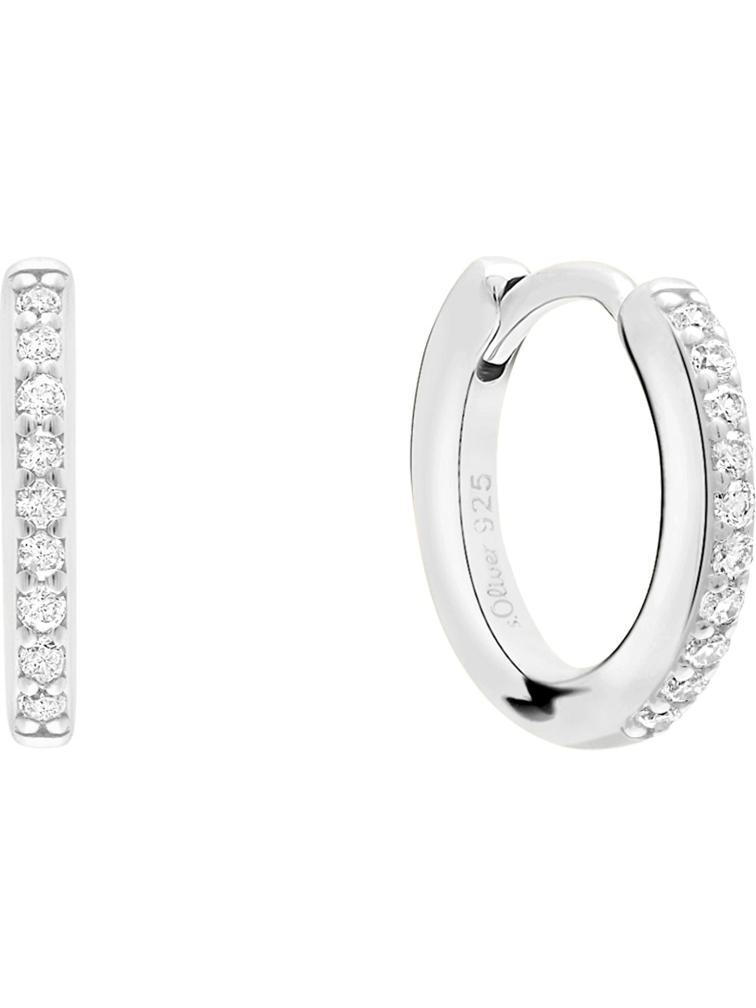 s.Oliver Paar Creolen S.Oliver Damen-Creolen 925er Silber 20 Zirkonia (Paar)
