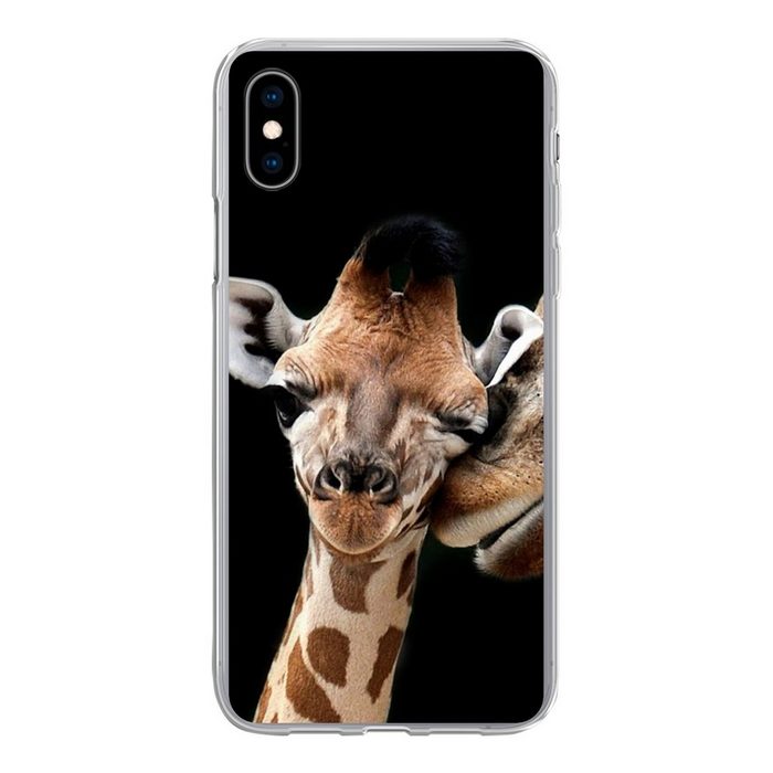 MuchoWow Handyhülle Giraffe - Tiere - Schwarz - Porträt - Tiere Handyhülle Apple iPhone Xs Max Smartphone-Bumper Print Handy