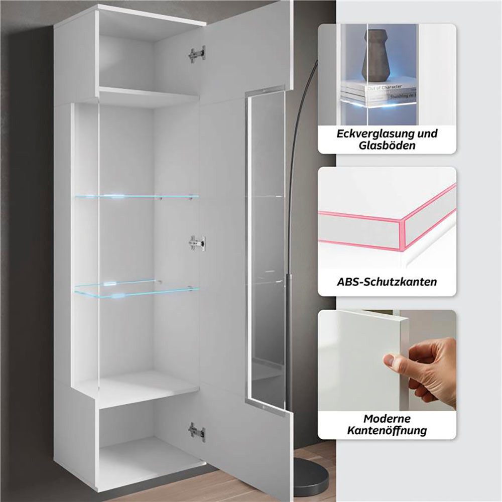 OTTO home Vitrine Kenia, stehend und hängend, Türanschlag wechselbar (1-St) Vitrineschrank mit Glastüren 160 cm Höhe