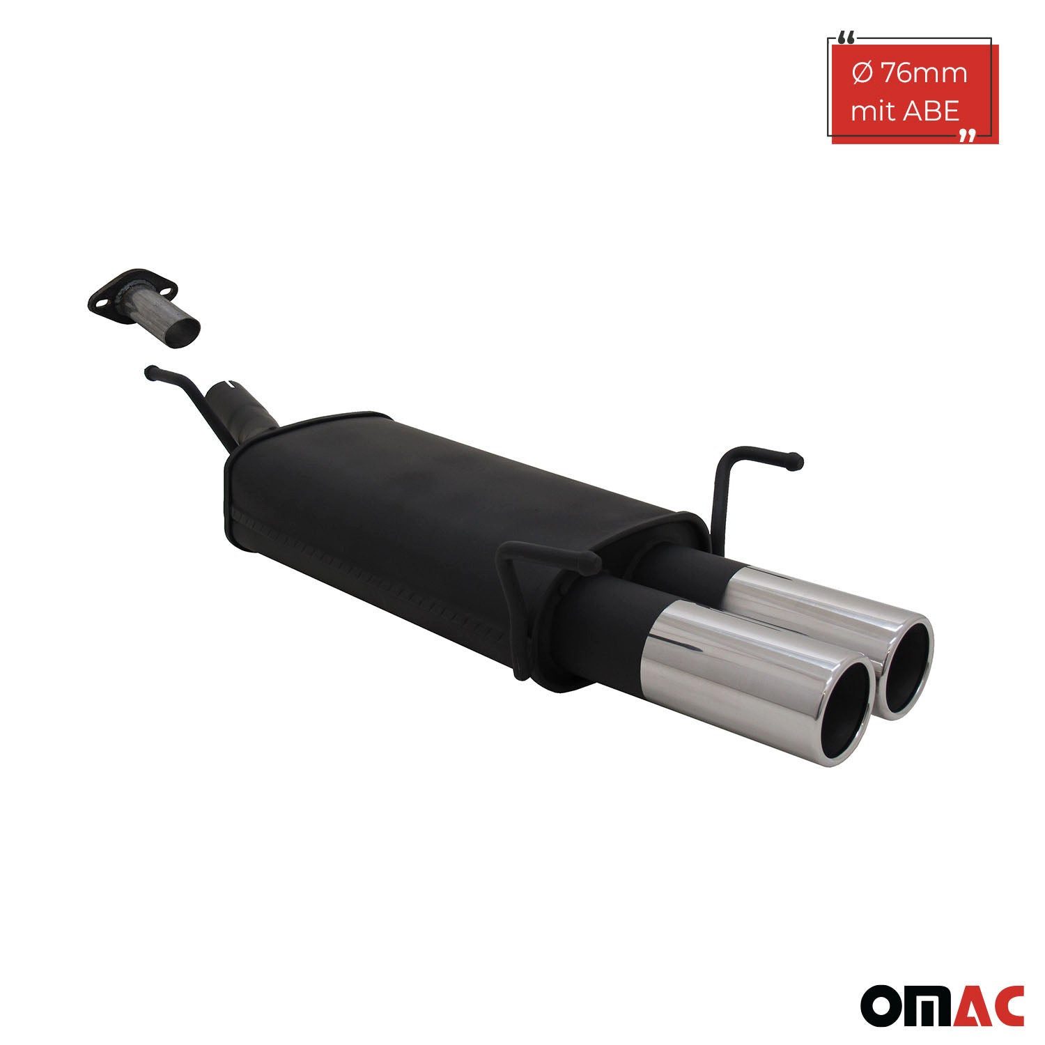 OMAC Auspuff-Flexrohr Novus Sportauspuff für Opel Astra G CC Fließheck 2x76mm mit ABE, (1-tlg), Leicht austauschbar - Doppelter Ausgang