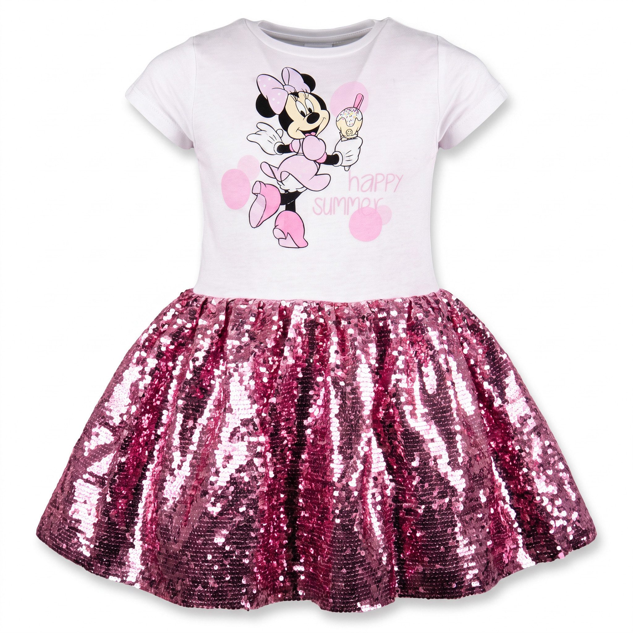 Disney Paillettenkleid Disney Minnie Maus Mädchen Kinder Sommerkleid Kleid Gr. 104 bis 134
