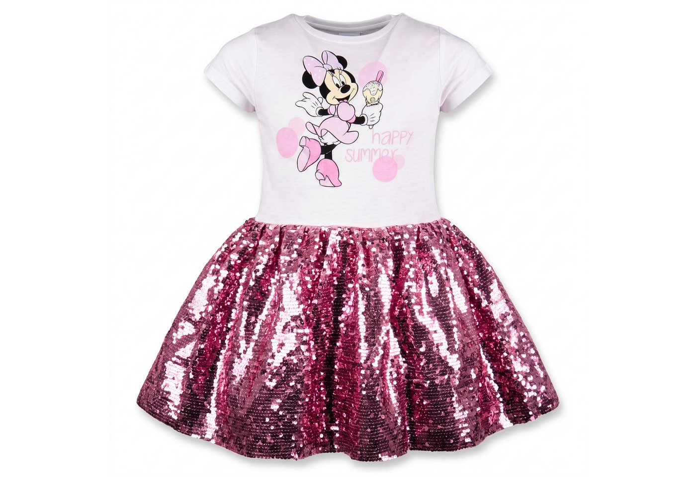 Disney Paillettenkleid Disney Minnie Maus Mädchen Kinder Sommerkleid Kleid Gr. 104 bis 134