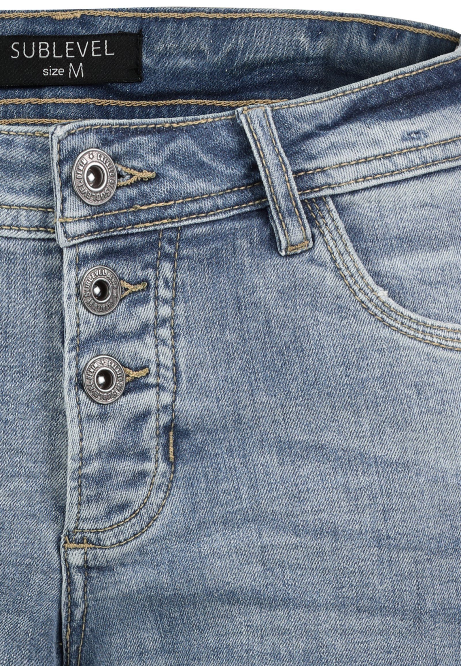 SUBLEVEL Bermudas Damen Jeans Shorts Bermuda Kurze Hose Shorts Short Denim Stretch Denim