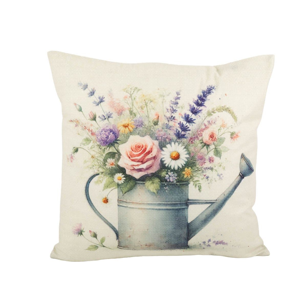 Clayre & Eef Dekokissen Clayre & Eef Kissenhülle Blumenstrauß Gießkanne 45x45 cm