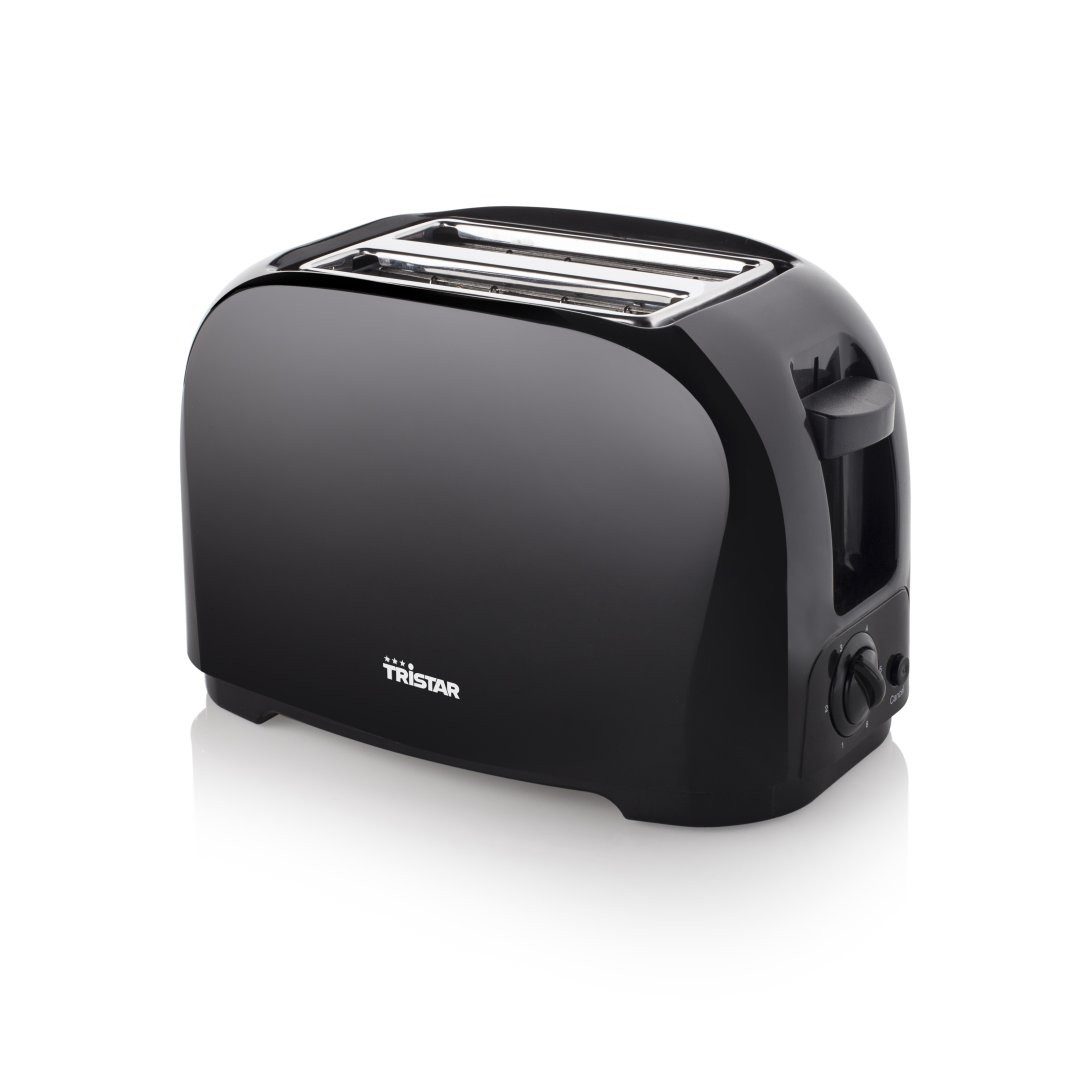 Tristar Toaster Tristar BR-1025 Toaster – 2 kurze Schlitze – Schwarz, 800 W, 6 einstellbare Bräunungsstufen - Brötchenaufsatz