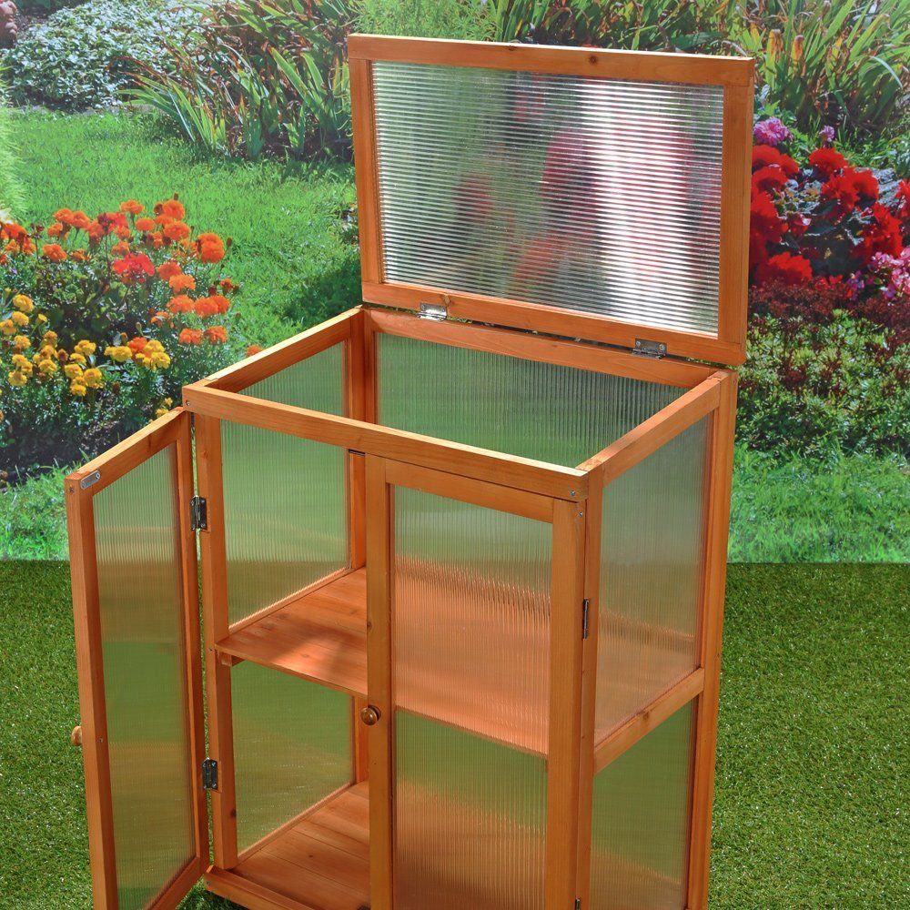 Melko Garten-Geräteschrank Garten Schrank Gewächshaus mit 2 Türen aus Holz Treibhaus Aufzucht, BxT: 58x37 cm, (Stück), 1 Einlegeboden