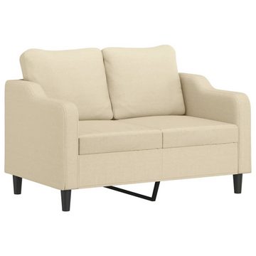 vidaXL Sofa 2-tlg. Sofagarnitur mit Kissen Creme Stoff