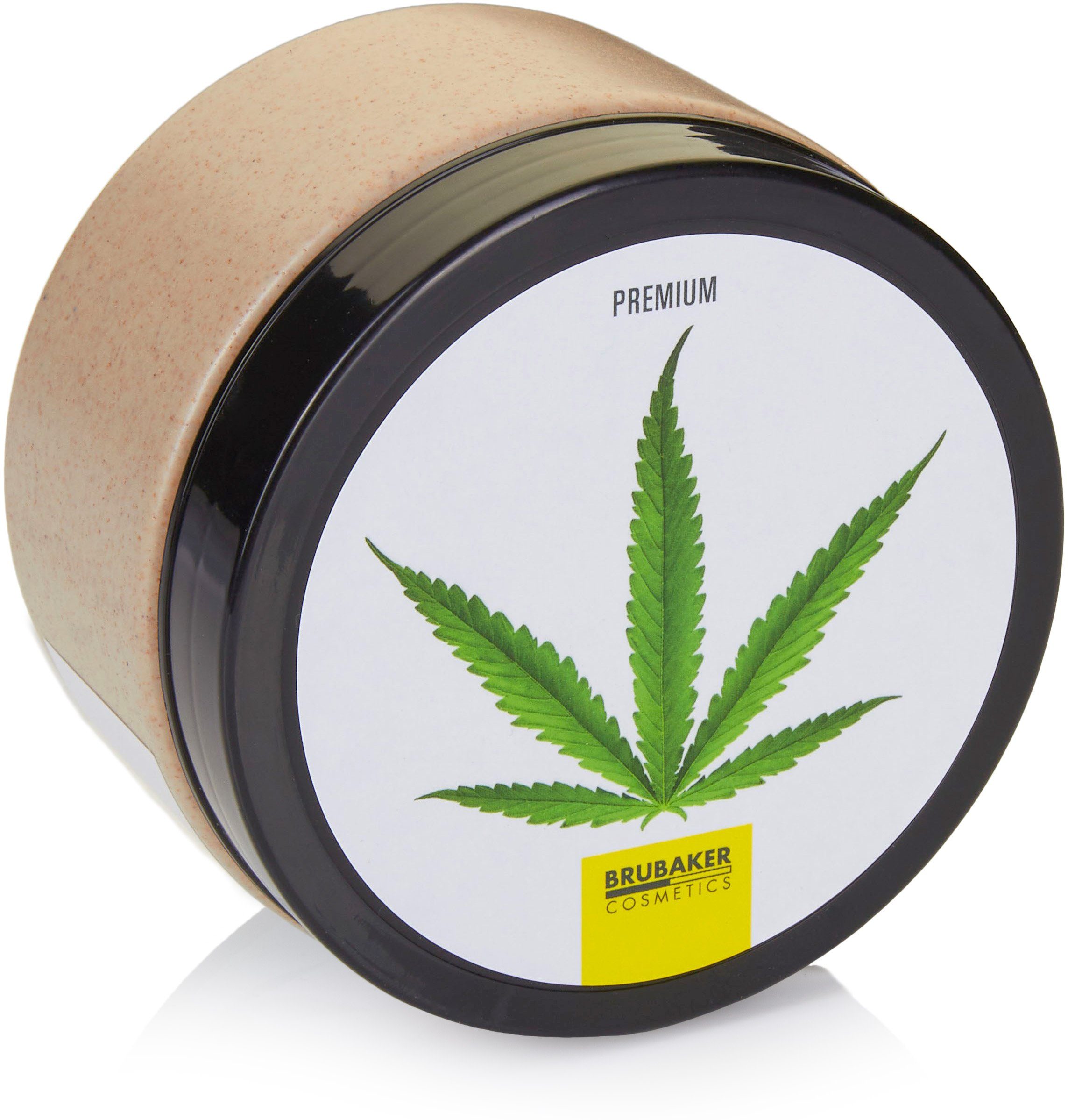 BRUBAKER Pflege-Geschenkset Beauty Geschenkset mit Shea Butter & Ingwer Duft, 5-tlg., Damen Hanf Badeset mit Deko-Tablett aus Holz, Pflegeset für Frauen