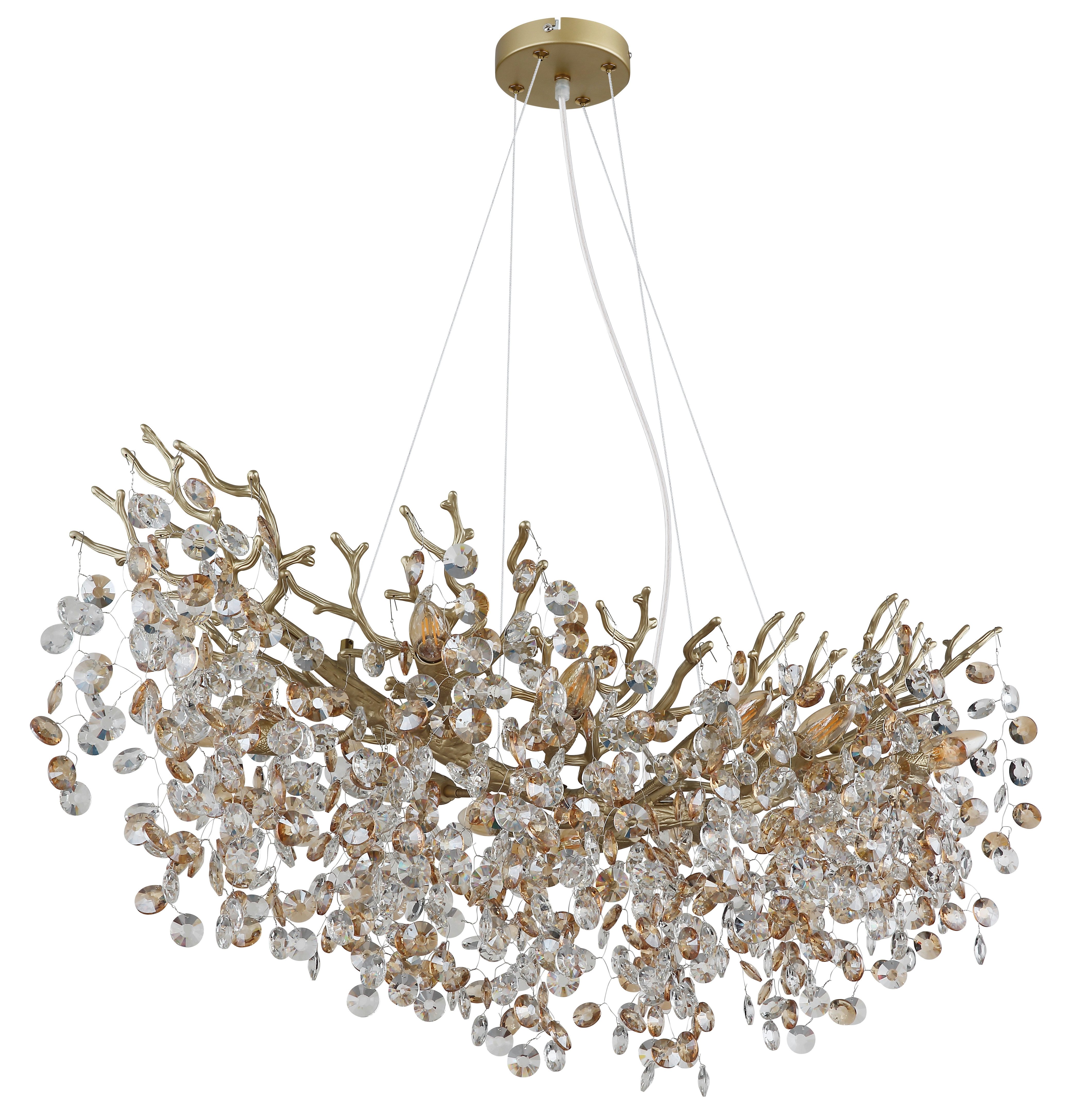 GLOBO LIGHTING Hängeleuchte QUEENA, ohne Leuchtmittel, Luster, Glaskristalle, höhenkürzbar, E14